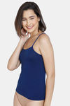 Zivame Girls Knit Cotton Camisole - Blue Depth — thumbnail 2